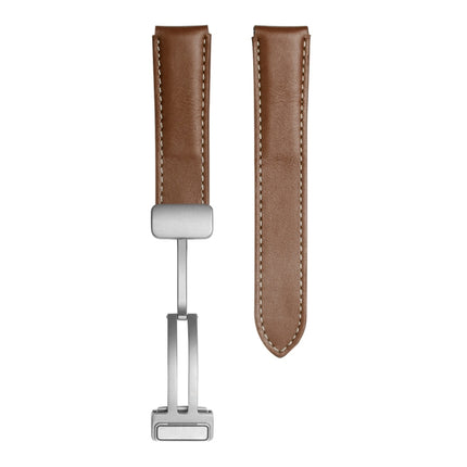 For Samsung Galaxy Watch5 40mm / 44mm Plain Weave Genuine Leather Watch Band, Black Buckle, Silver Buckle - DealBuddy