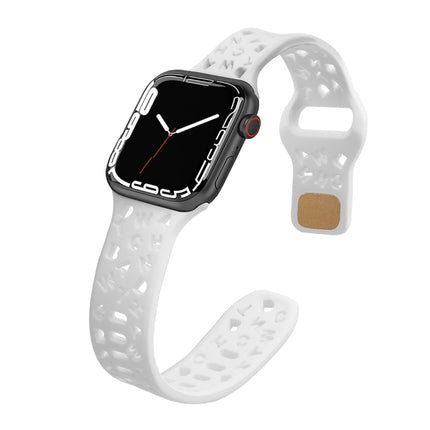 English Letters Silicone Watch Band, For Apple Watch Ultra 49mm / Series 8&7 45mm / SE 2&6&SE&5&4 44mm / 3&2&1 42mm, For Apple Watch Series 8&7 41mm / SE 2&6&SE&5&4 40mm / 3&2&1 38mm - DealBuddy