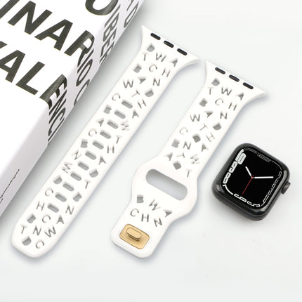 English Letters Silicone Watch Band, For Apple Watch Ultra 49mm / Series 8&7 45mm / SE 2&6&SE&5&4 44mm / 3&2&1 42mm, For Apple Watch Series 8&7 41mm / SE 2&6&SE&5&4 40mm / 3&2&1 38mm - DealBuddy