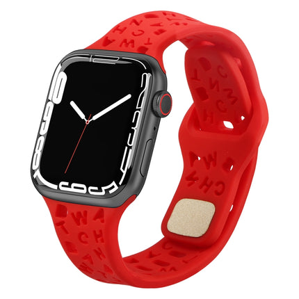English Letters Silicone Watch Band, For Apple Watch Ultra 49mm / Series 8&7 45mm / SE 2&6&SE&5&4 44mm / 3&2&1 42mm, For Apple Watch Series 8&7 41mm / SE 2&6&SE&5&4 40mm / 3&2&1 38mm - DealBuddy