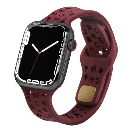English Letters Silicone Watch Band, For Apple Watch Ultra 49mm / Series 8&7 45mm / SE 2&6&SE&5&4 44mm / 3&2&1 42mm, For Apple Watch Series 8&7 41mm / SE 2&6&SE&5&4 40mm / 3&2&1 38mm - DealBuddy