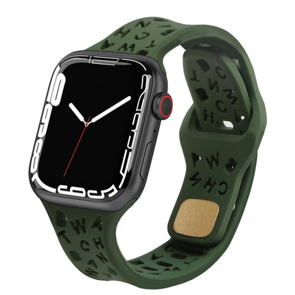 English Letters Silicone Watch Band, For Apple Watch Ultra 49mm / Series 8&7 45mm / SE 2&6&SE&5&4 44mm / 3&2&1 42mm, For Apple Watch Series 8&7 41mm / SE 2&6&SE&5&4 40mm / 3&2&1 38mm - DealBuddy