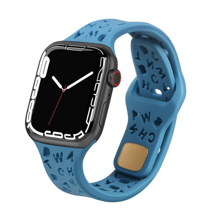 English Letters Silicone Watch Band, For Apple Watch Ultra 49mm / Series 8&7 45mm / SE 2&6&SE&5&4 44mm / 3&2&1 42mm, For Apple Watch Series 8&7 41mm / SE 2&6&SE&5&4 40mm / 3&2&1 38mm - DealBuddy