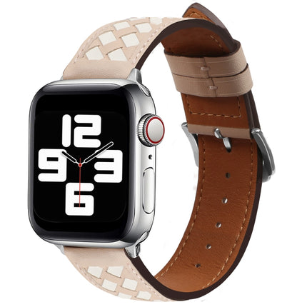 Braided Genuine Leather Watch Band, For Apple Watch Ultra 49mm / Series 8&7 45mm / SE 2&6&SE&5&4 44mm / 3&2&1 42mm, For Apple Watch Series 8&7 41mm / SE 2&6&SE&5&4 40mm / 3&2&1 38mm - DealBuddy