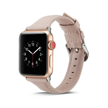 Thin Leather Replacement Wrist Strap Watchband, For Apple Watch 5/4 44mm & 3/2/1 42mm, For Apple Watch 5/4 40mm & 3/2/1 38mm - DealBuddy