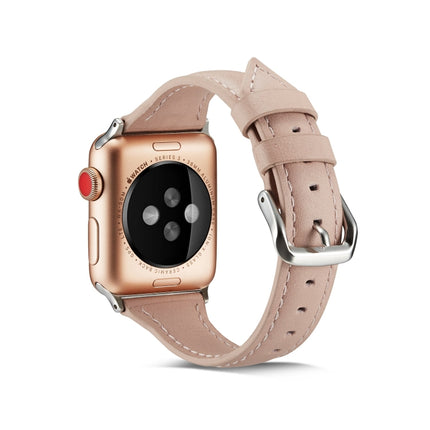 Thin Leather Replacement Wrist Strap Watchband, For Apple Watch 5/4 44mm & 3/2/1 42mm, For Apple Watch 5/4 40mm & 3/2/1 38mm - DealBuddy