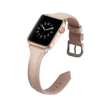 Thin Leather Replacement Wrist Strap Watchband, For Apple Watch 5/4 44mm & 3/2/1 42mm, For Apple Watch 5/4 40mm & 3/2/1 38mm - DealBuddy