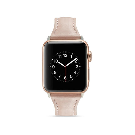 Thin Leather Replacement Wrist Strap Watchband, For Apple Watch 5/4 44mm & 3/2/1 42mm, For Apple Watch 5/4 40mm & 3/2/1 38mm - DealBuddy