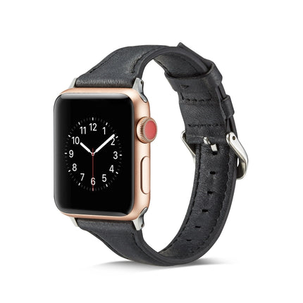 Thin Leather Replacement Wrist Strap Watchband, For Apple Watch 5/4 44mm & 3/2/1 42mm, For Apple Watch 5/4 40mm & 3/2/1 38mm - DealBuddy
