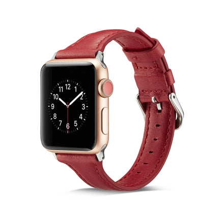 Thin Leather Replacement Wrist Strap Watchband, For Apple Watch 5/4 44mm & 3/2/1 42mm, For Apple Watch 5/4 40mm & 3/2/1 38mm - DealBuddy