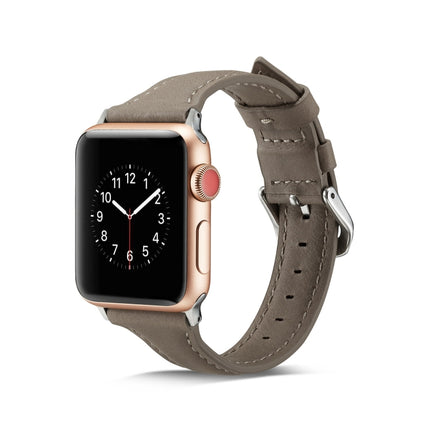 Thin Leather Replacement Wrist Strap Watchband, For Apple Watch 5/4 44mm & 3/2/1 42mm, For Apple Watch 5/4 40mm & 3/2/1 38mm - DealBuddy