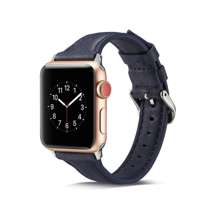 Thin Leather Replacement Wrist Strap Watchband, For Apple Watch 5/4 44mm & 3/2/1 42mm, For Apple Watch 5/4 40mm & 3/2/1 38mm - DealBuddy