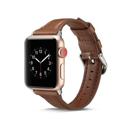 Thin Leather Replacement Wrist Strap Watchband, For Apple Watch 5/4 44mm & 3/2/1 42mm, For Apple Watch 5/4 40mm & 3/2/1 38mm - DealBuddy