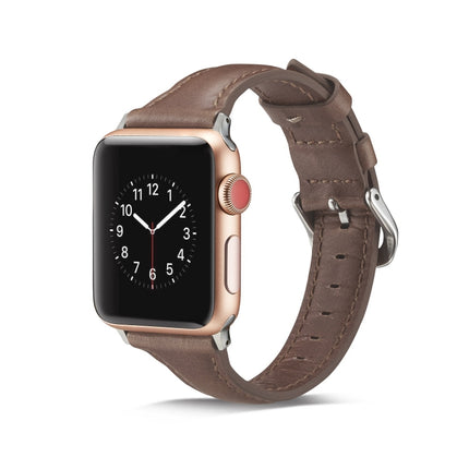 Thin Leather Replacement Wrist Strap Watchband, For Apple Watch 5/4 44mm & 3/2/1 42mm, For Apple Watch 5/4 40mm & 3/2/1 38mm - DealBuddy