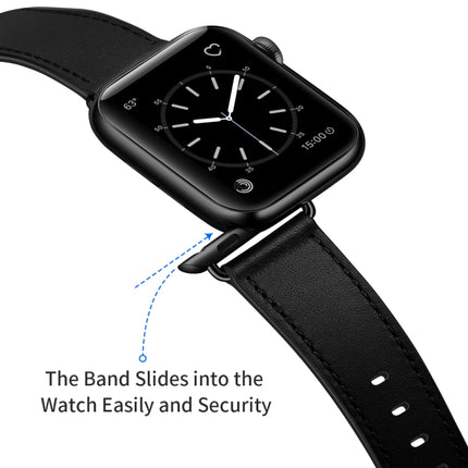 Classic Cowhide Genuine Leather Watch Band, For Apple Watch Ultra 49mm / Series 8&7 45mm / SE 2&6&SE&5&4 44mm / 3&2&1 42mm, For Apple Watch Series 8&7 41mm / SE 2&6&SE&5&4 40mm / 3&2&1 38mm - DealBuddy