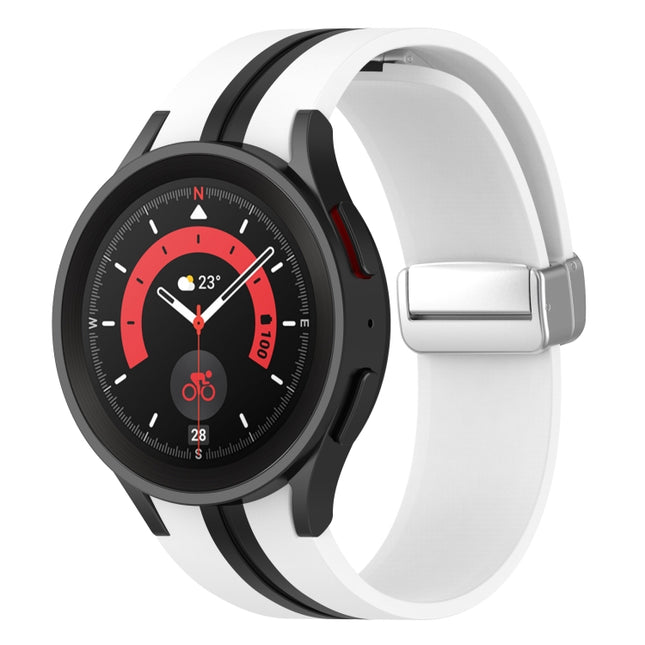Two-color Silver Buckle Silicone Watch Band, For Samsung Galaxy Watch 5 Pro - DealBuddy