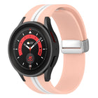 Two-color Silver Buckle Silicone Watch Band, For Samsung Galaxy Watch 5 Pro - DealBuddy