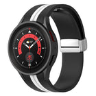 Two-color Silver Buckle Silicone Watch Band, For Samsung Galaxy Watch 5 Pro - DealBuddy