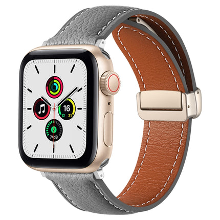 Folding Buckle Genuine Leather Watch Band, For Apple Watch Ultra 49mm / Series 8&7 45mm / SE 2&6&SE&5&4 44mm / 3&2&1 42mm, For Apple Watch Series 8&7 41mm / SE 2&6&SE&5&4 40mm / 3&2&1 38mm - DealBuddy
