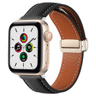 Folding Buckle Genuine Leather Watch Band, For Apple Watch Ultra 49mm / Series 8&7 45mm / SE 2&6&SE&5&4 44mm / 3&2&1 42mm, For Apple Watch Series 8&7 41mm / SE 2&6&SE&5&4 40mm / 3&2&1 38mm - DealBuddy