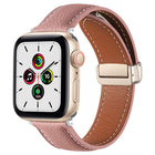 Folding Buckle Genuine Leather Watch Band, For Apple Watch Ultra 49mm / Series 8&7 45mm / SE 2&6&SE&5&4 44mm / 3&2&1 42mm, For Apple Watch Series 8&7 41mm / SE 2&6&SE&5&4 40mm / 3&2&1 38mm - DealBuddy