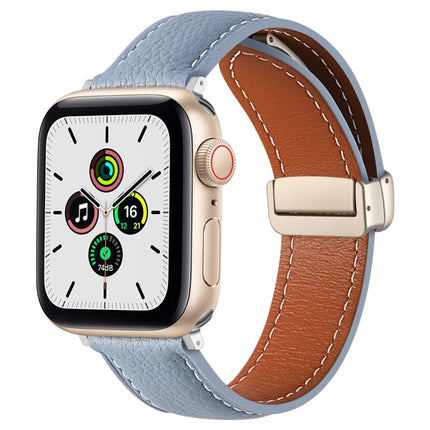 Folding Buckle Genuine Leather Watch Band, For Apple Watch Ultra 49mm / Series 8&7 45mm / SE 2&6&SE&5&4 44mm / 3&2&1 42mm, For Apple Watch Series 8&7 41mm / SE 2&6&SE&5&4 40mm / 3&2&1 38mm - DealBuddy
