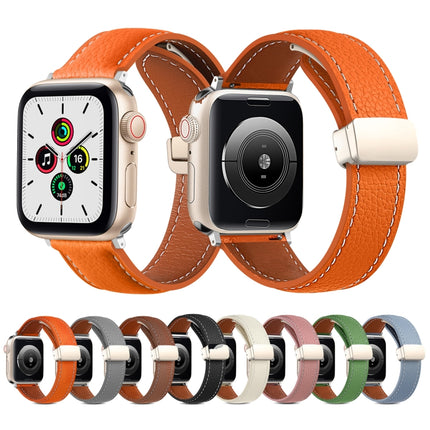 Folding Buckle Genuine Leather Watch Band, For Apple Watch Ultra 49mm / Series 8&7 45mm / SE 2&6&SE&5&4 44mm / 3&2&1 42mm, For Apple Watch Series 8&7 41mm / SE 2&6&SE&5&4 40mm / 3&2&1 38mm - DealBuddy