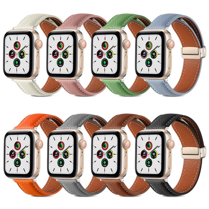 Folding Buckle Genuine Leather Watch Band, For Apple Watch Ultra 49mm / Series 8&7 45mm / SE 2&6&SE&5&4 44mm / 3&2&1 42mm, For Apple Watch Series 8&7 41mm / SE 2&6&SE&5&4 40mm / 3&2&1 38mm - DealBuddy