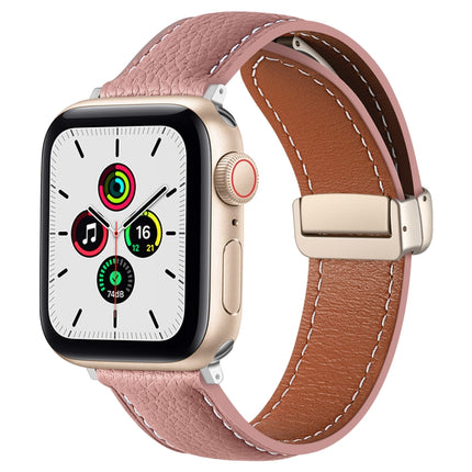 Folding Buckle Genuine Leather Watch Band, For Apple Watch Ultra 49mm / Series 8&7 45mm / SE 2&6&SE&5&4 44mm / 3&2&1 42mm, For Apple Watch Series 8&7 41mm / SE 2&6&SE&5&4 40mm / 3&2&1 38mm - DealBuddy