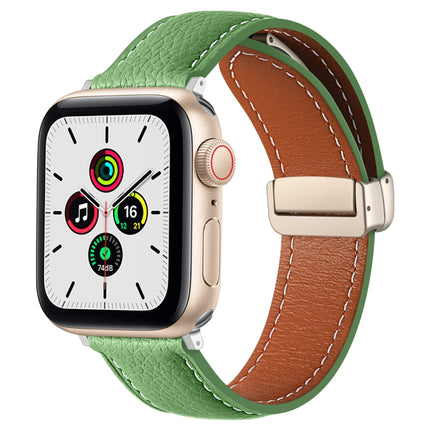 Folding Buckle Genuine Leather Watch Band, For Apple Watch Ultra 49mm / Series 8&7 45mm / SE 2&6&SE&5&4 44mm / 3&2&1 42mm, For Apple Watch Series 8&7 41mm / SE 2&6&SE&5&4 40mm / 3&2&1 38mm - DealBuddy
