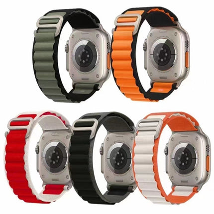 Breathable Two-color Nylon Watch Band For Apple Watch, Ultra 49mm / Series 8&7 45mm / SE 2&6&SE&5&4 44mm / 3&2&1 42mm, Series 8&7 41mm / SE 2&6&SE&5&4 40mm / 3&2&1 38mm - DealBuddy