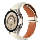 Folding Buckle Genuine Leather Watch Band, For Samsung Galaxy Watch 5 - DealBuddy