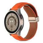 Folding Buckle Genuine Leather Watch Band, For Samsung Galaxy Watch 5 - DealBuddy