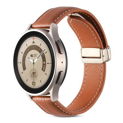 Folding Buckle Genuine Leather Watch Band, For Samsung Galaxy Watch 5 - DealBuddy
