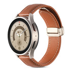Folding Buckle Genuine Leather Watch Band, For Samsung Galaxy Watch 5 - DealBuddy