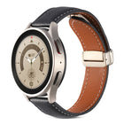 Folding Buckle Genuine Leather Watch Band, For Samsung Galaxy Watch 5 - DealBuddy