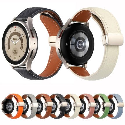 Folding Buckle Genuine Leather Watch Band, For Samsung Galaxy Watch 5 - DealBuddy