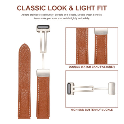 Folding Buckle Genuine Leather Watch Band, For Samsung Galaxy Watch 5 - DealBuddy