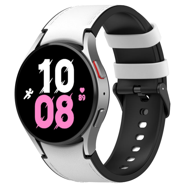 For Samsung Galaxy Watch5 44mm / 40mm Silicone Leather Black Buckle Watch Band, S, L - DealBuddy