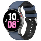 For Samsung Galaxy Watch5 44mm / 40mm Silicone Leather Silver Buckle Watch Band