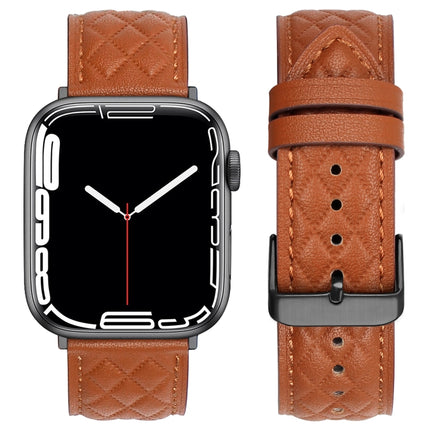 Rhombus Pattern Genuine Leather Watch Band For Apple Watch Series 8&7 41mm / SE 2&6&SE&5&4 40mm / 3&2&1 38mm, For Apple Watch Series 8&7 41mm / SE 2&6&SE&5&4 40mm / 3&2&1 38mm - DealBuddy