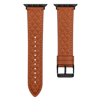 Rhombus Pattern Genuine Leather Watch Band For Apple Watch Series 8&7 41mm / SE 2&6&SE&5&4 40mm / 3&2&1 38mm, For Apple Watch Series 8&7 41mm / SE 2&6&SE&5&4 40mm / 3&2&1 38mm - DealBuddy