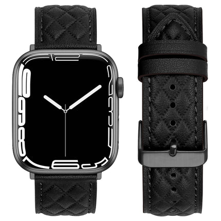 Rhombus Pattern Genuine Leather Watch Band For Apple Watch Series 8&7 41mm / SE 2&6&SE&5&4 40mm / 3&2&1 38mm, For Apple Watch Series 8&7 41mm / SE 2&6&SE&5&4 40mm / 3&2&1 38mm - DealBuddy