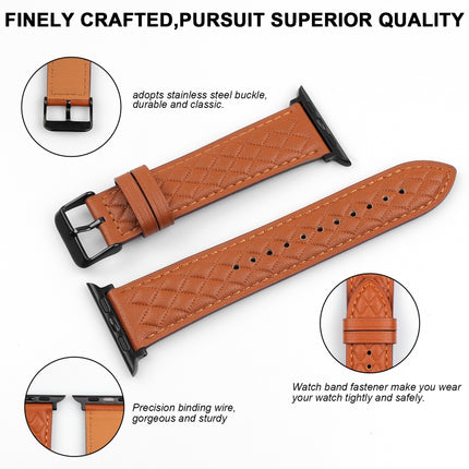 Rhombus Pattern Genuine Leather Watch Band For Apple Watch Series 8&7 41mm / SE 2&6&SE&5&4 40mm / 3&2&1 38mm, For Apple Watch Series 8&7 41mm / SE 2&6&SE&5&4 40mm / 3&2&1 38mm - DealBuddy