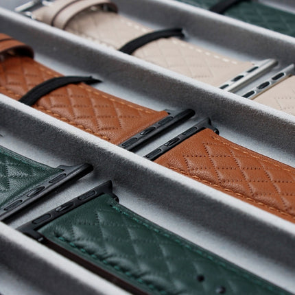 Rhombus Pattern Genuine Leather Watch Band For Apple Watch Series 8&7 41mm / SE 2&6&SE&5&4 40mm / 3&2&1 38mm, For Apple Watch Series 8&7 41mm / SE 2&6&SE&5&4 40mm / 3&2&1 38mm - DealBuddy