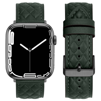 Rhombus Pattern Genuine Leather Watch Band For Apple Watch Series 8&7 45mm / SE 2&6&SE&5&4 44mm / 3&2&1 42mm, For Apple Watch Series 8&7 45mm / SE 2&6&SE&5&4 44mm / 3&2&1 42mm - DealBuddy