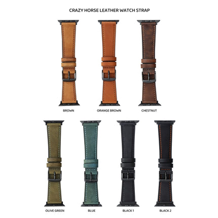 Crazy Horse Genuine Leather Watch Band, For Apple Watch Series 8&7 41mm / SE 2&6&SE&5&4 40mm, For Apple Watch Ultra 49mm / Series 8&7 45mm / SE 2&6&SE&5&4 44mm - DealBuddy