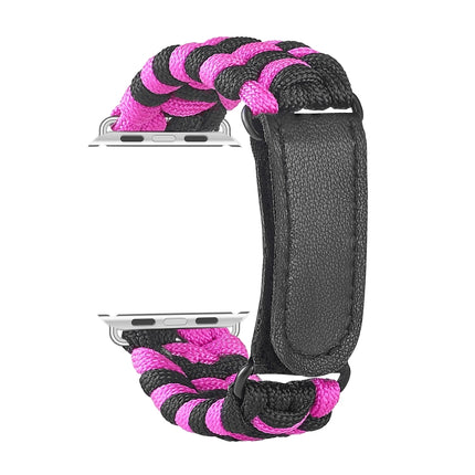 Paracord Plain Weave Hook And Loop Fastener Nylon Watch Band, For Apple Watch Series 8&7 41mm / SE 2&6&SE&5&4 40mm, For Apple Watch Ultra 49mm / Series 8&7 45mm / SE 2&6&SE&5&4 44mm - DealBuddy