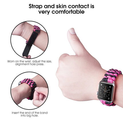 Paracord Plain Weave Hook And Loop Fastener Nylon Watch Band, For Apple Watch Series 8&7 41mm / SE 2&6&SE&5&4 40mm, For Apple Watch Ultra 49mm / Series 8&7 45mm / SE 2&6&SE&5&4 44mm - DealBuddy