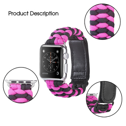 Paracord Plain Weave Hook And Loop Fastener Nylon Watch Band, For Apple Watch Series 8&7 41mm / SE 2&6&SE&5&4 40mm, For Apple Watch Ultra 49mm / Series 8&7 45mm / SE 2&6&SE&5&4 44mm - DealBuddy